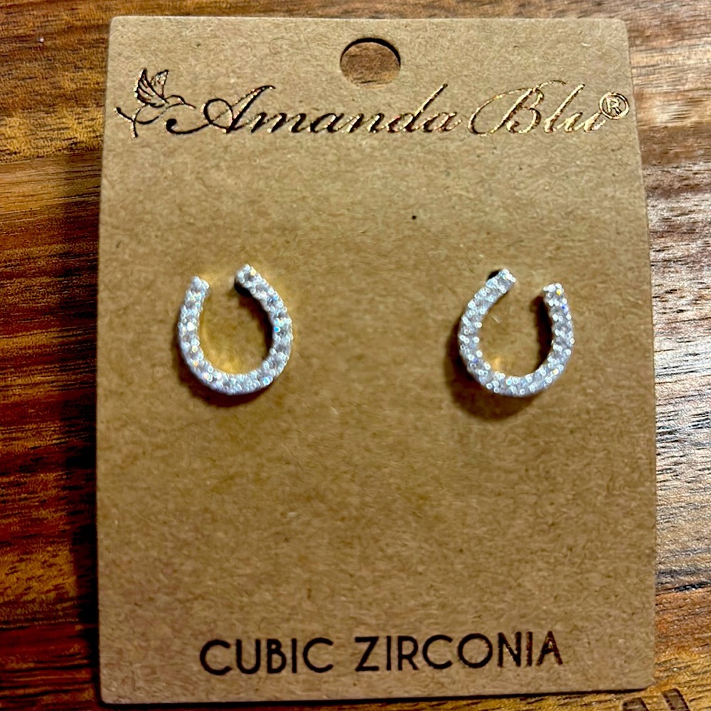 Silver lucky horseshoe earrings